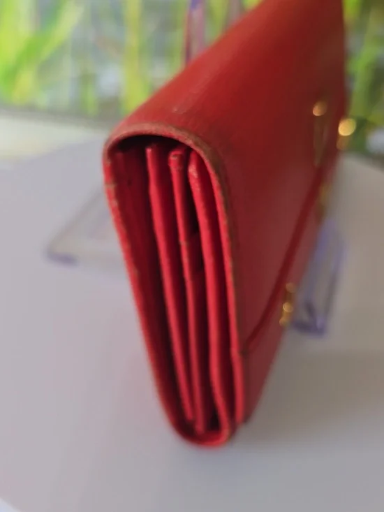 MCM Red Leather Trifold Wallet w/ Gold Studs & Charms | Authentic | EUC - Picture 6 of 15